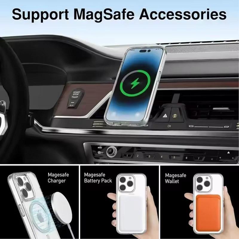 Магнитный оригинальный прозрачный чехол для iPhone 16 15 14 13 12 11 Pro Max Plus mini XS XR Funda For Magsafe Silicone Transparent Cover