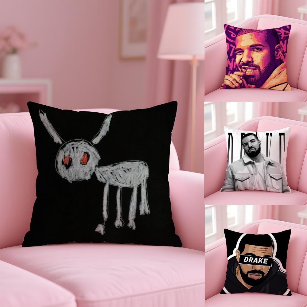 Pikpaka Rapper D-Drakes Cushion Cover Plush Fabric Soft Double-Sided Printed Sofa Warm Winter Home Gift Pillow Cover