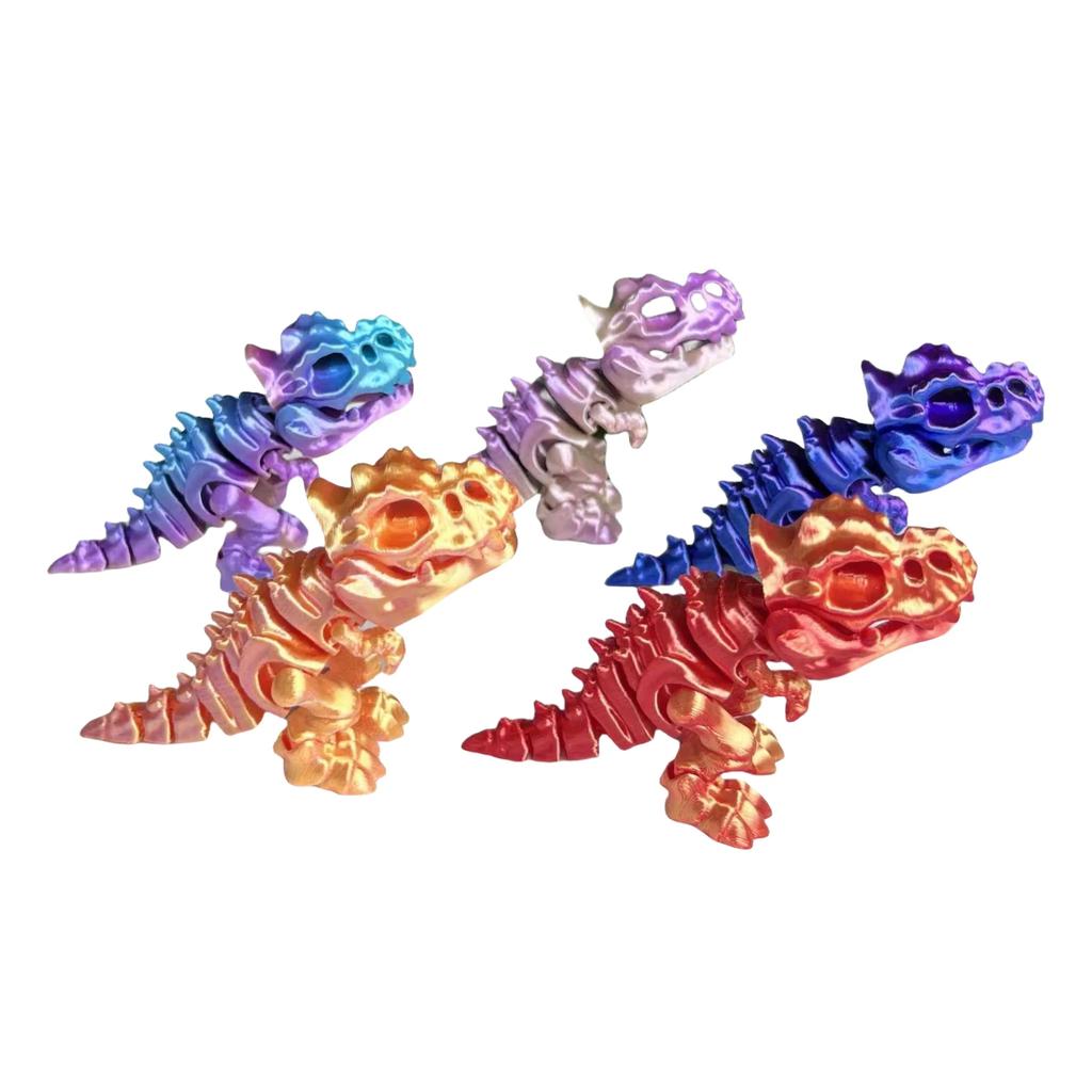 3D Printed Dragon Toys Figurines Model Desktop Decoration Fidget Toy Rotatable Tyrannosaurus Rex Skeleton Dinosaur Miniatures