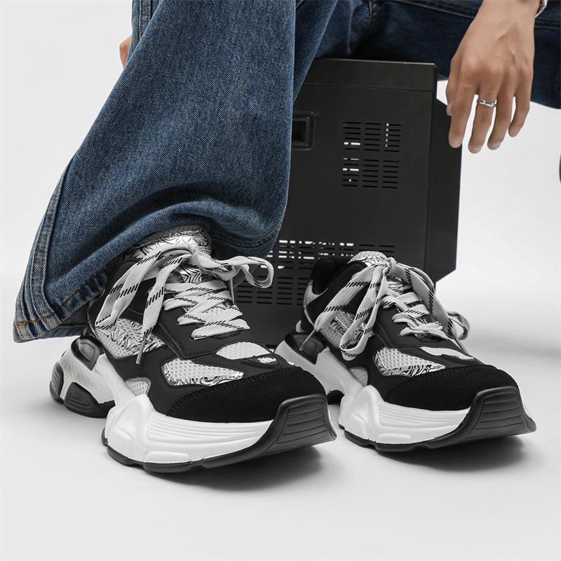 Весна и осень Новые пары сетчатые дышащие повседневные модные трендовые спортивные туфли Daddy на платформе в стиле ретро, увеличивающие рост, туфли для хлеба