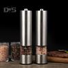 2Pcs Electric Salt Pepper Grinder Stainless Steel Adjustable Ceramic Core Clear Visible Handheld Spice Grinding Tool Condiment Bottle Kitchen Gadgets