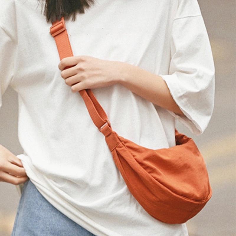 Yogodlns Casual Nylon Shoulder Dumpling Bag Light Crossbody Bag Large Capacity Waist Bag Fashion Half-moon Hobo Bag Clutch