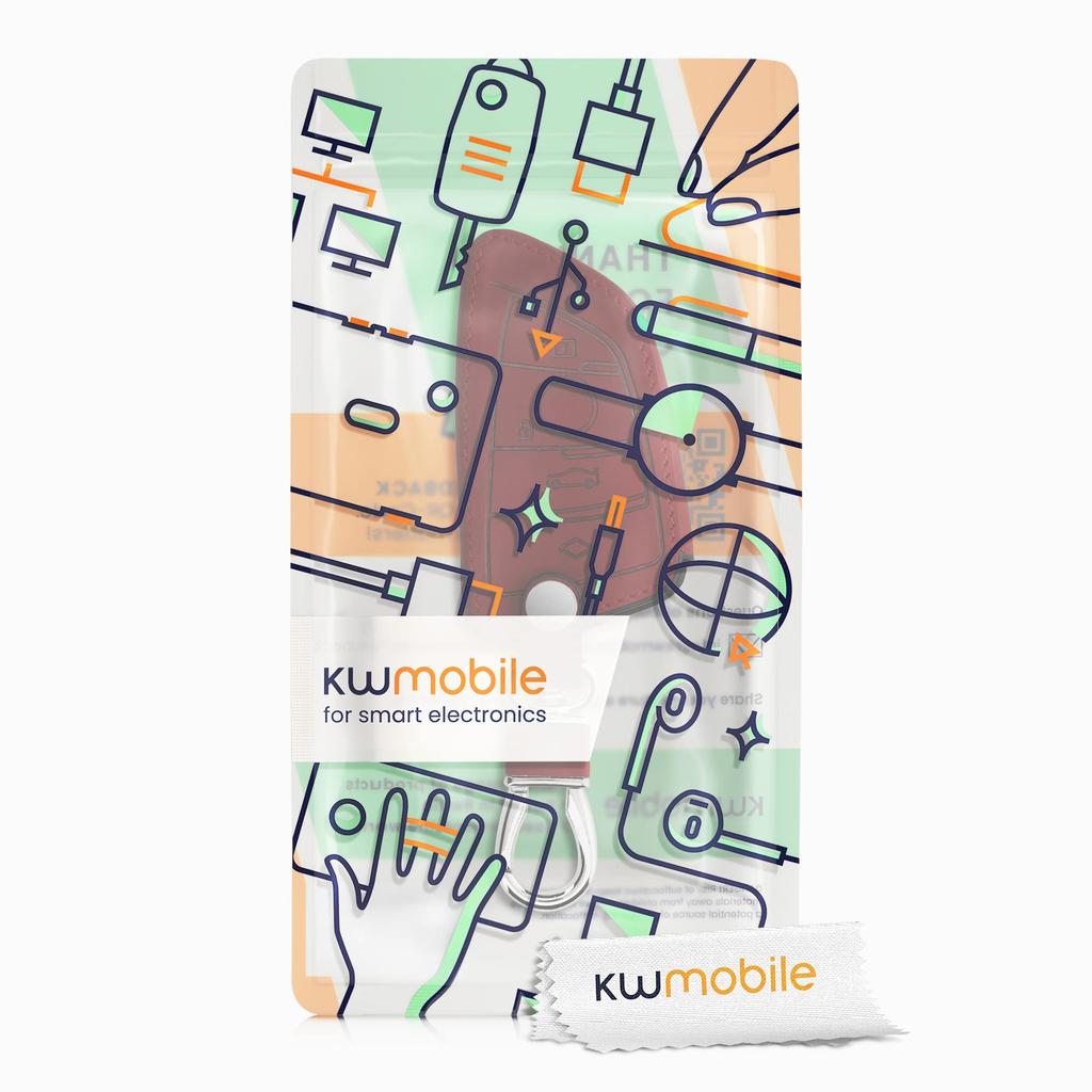 kwmobile Чехол для ключа, совместимый с BMW - защитный чехол для ключа, чехол для автомобильного ключа - из нубука, искусственная кожа, темно-красный