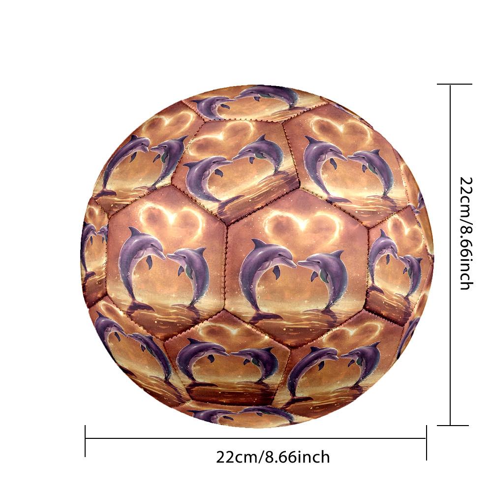 1pc Heart Dolphins Theme Soccer Ball Football, Size 5, Lightweight PVC, Outdoor Training Soccer Ball,Gift c6515
