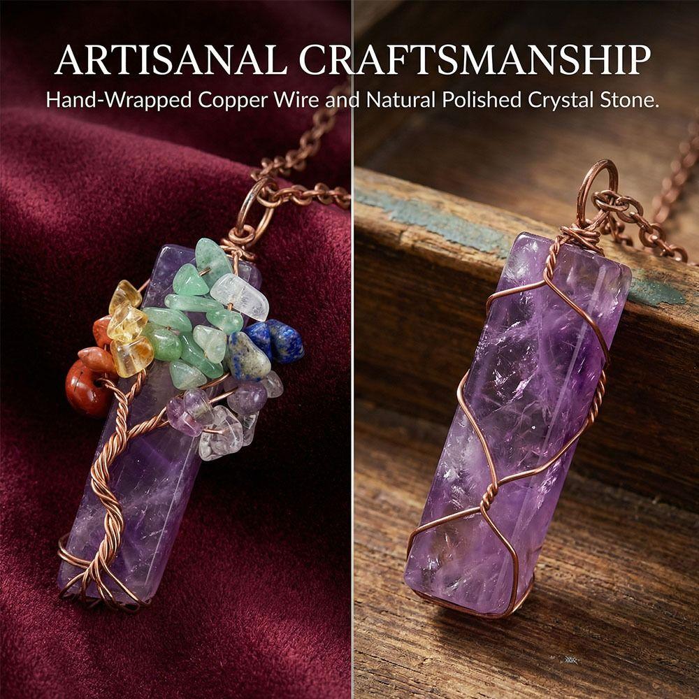 Irregular Crystal Crystal Tree Of Life Natural Amethyst Crushed Stone Pendant  Gift For Girls