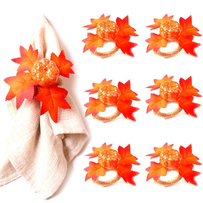12pcs Creative Simulation Maple Leaf Napkin Buckles Modern Western Hotel Napkin Ring Serviette Ring for Dining Table