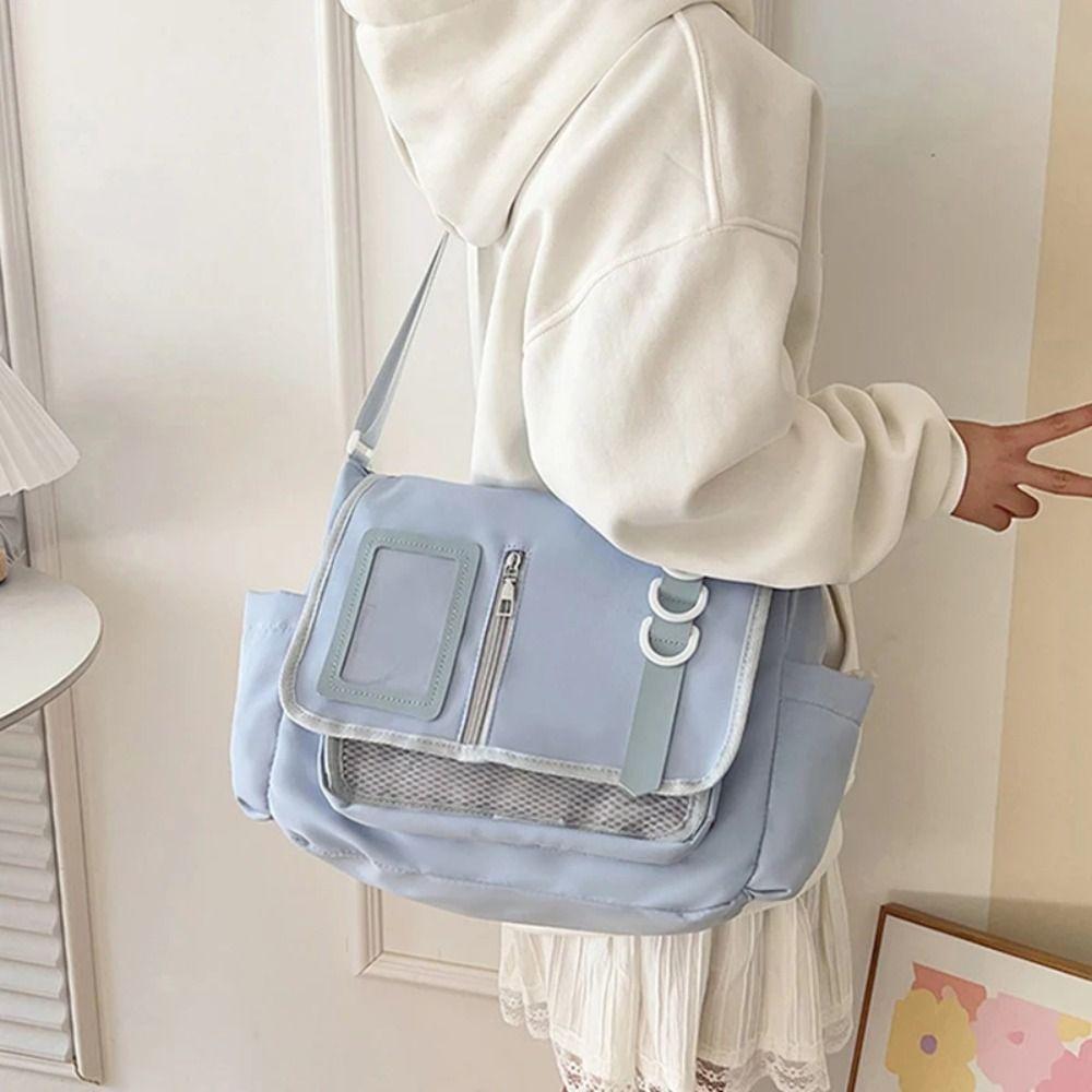 Японская школьная сумка Харадзюку Однотонная сумка через плечо Универсальная сумка-мессенджер Женская