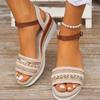 Women's Wedge Platform Sandals Summer Pu Leather Ankle Strap Gladiator Sandals Women Non-Slip Thick Bottom Sandalias De Mujer