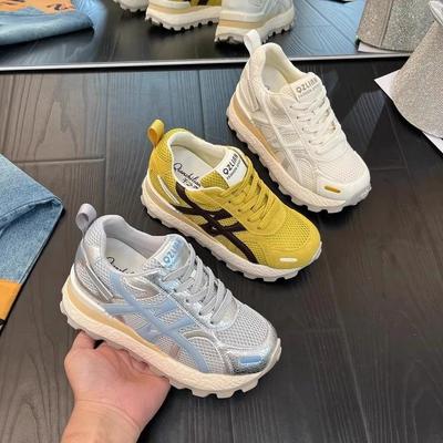 Версия из коровьей кожи~ Увеличение роста 8 см натуральная кожа немецкие тренировочные туфли 2025 весна и лето на толстой подошве универсальная сетка кроссовки Форрест Гамп c