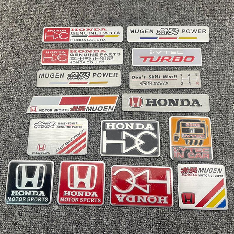 hbdf4 Car Logo Aluminum Label Stickers Decorative Accessories For Honda Civic Fit Jazz Accord Pilot CRV Odyssey Passport City Shuttle