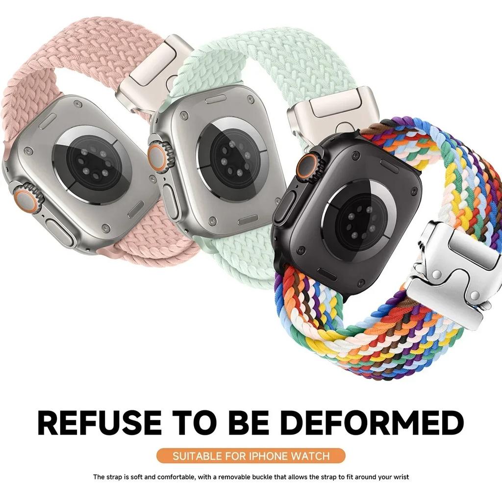 1Pcs Nylon Apple Watch Strap for Apple Watch S10 46mm 42mm Ultra 2 49mm 44 45 41 40 38mm Band for IWatch 10 9 6 5 SE 7 8 4 3 Smart Watch Accessories