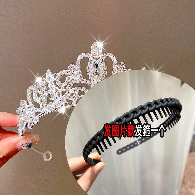Детский головной убор в виде короны для маленькой принцессы, повязка на голову на день рождения для девочек, аксессуары для волос с кристаллами, подарок на день рождения