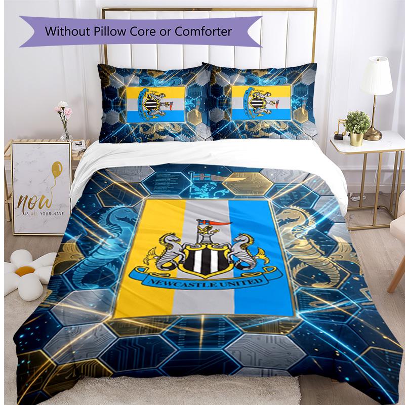 Newcastle United Football Printed 3 Pieces Bedding Set, Comfortable Skin Friendly Bedroom Duvet Cover Set