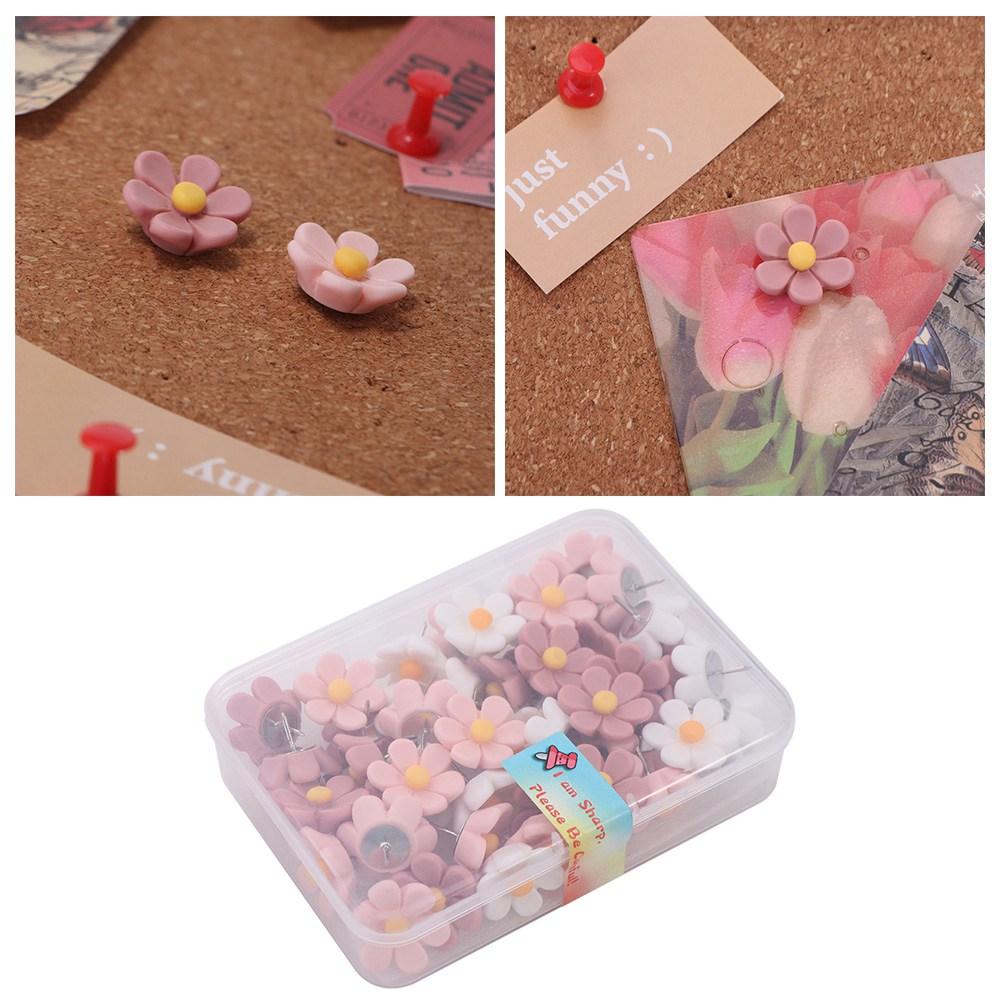 20/30/50Pcs Creative Six-Petal Flower Pushpins DIY Thumb Tacks Portable Board Push Pin Corkboard
