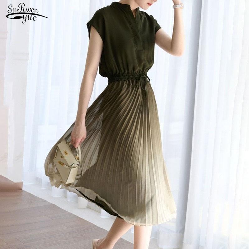 Модное однотонное летнее платье для женщин, плиссированное длинное платье, женские вечерние платья, женское платье на шнуровке с коротким рукавом, одежда 15337