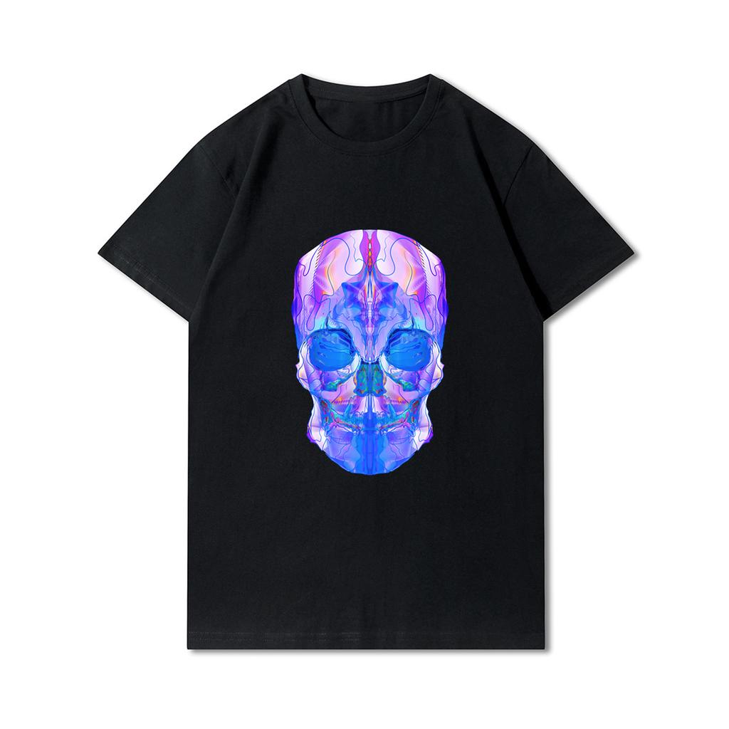 Plus Size 30 Patterns Cotton Harajuku Men T-Shirt Skull Print Tees Round Neck T Shirt Casual Tops