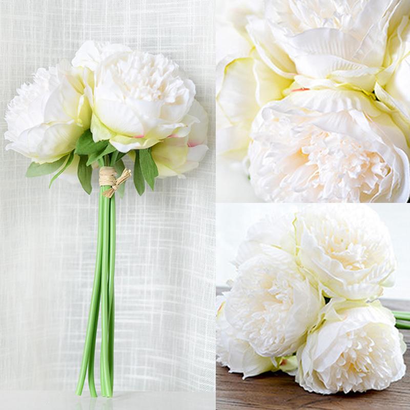 5 Head Big Peony Artifcial Silk Fake Flower Home Display Wedding Decor Bouquet