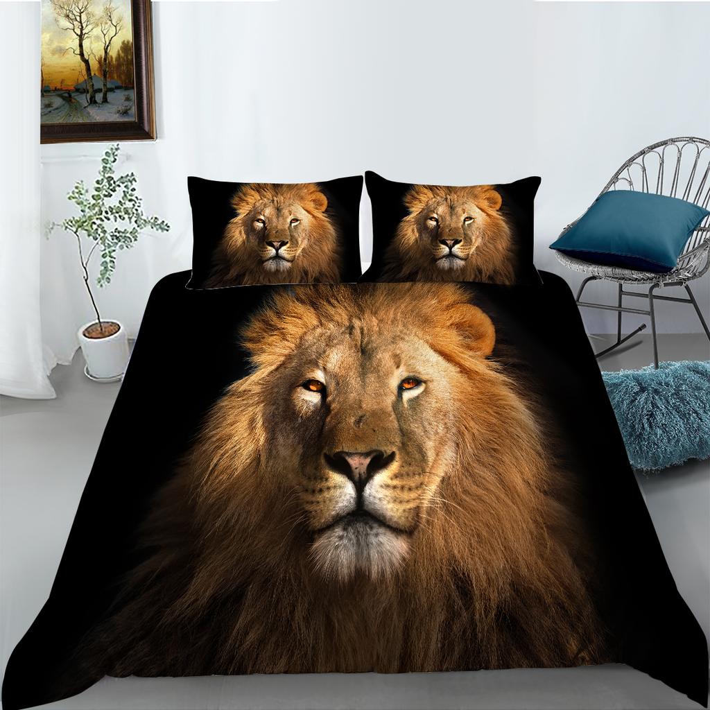 Комплект постельного белья с принтом «Свирепый тигр», полноразмерная двуспальная кровать, пододеяльник с рисунком льва, супермягкое и дышащее постельное белье на молнии