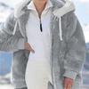 Winter Fashion Women's Coat  Casual Hooded Zipper Ladies Clothes Cashmere Women Fleece Jacket Solid Color Ladies Coats