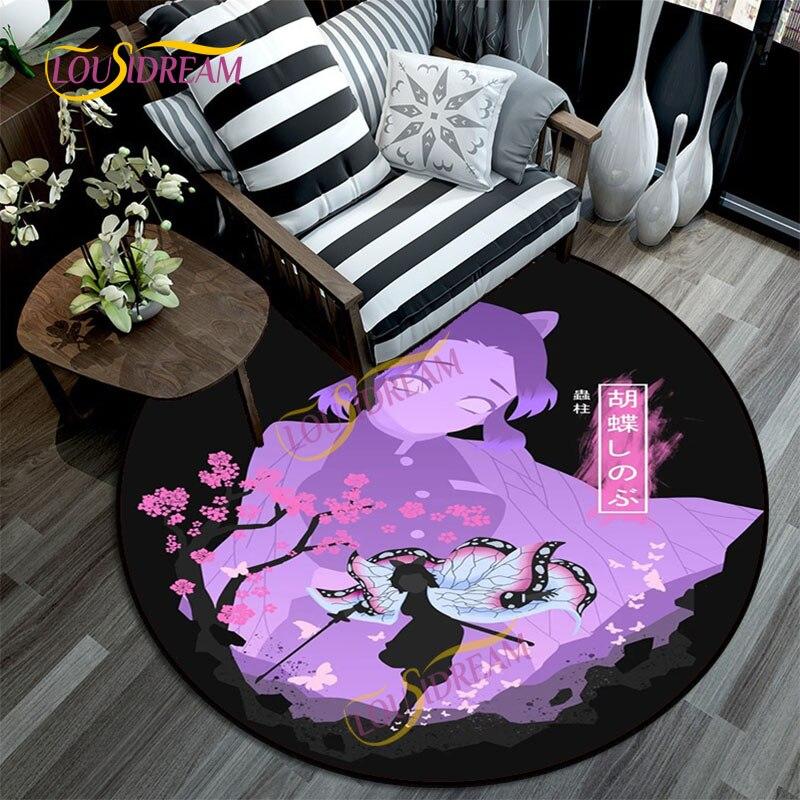 Коврик «Убийца демонов», 3D-печатный мультяшный напольный круглый коврик, коврик для стула для детской комнаты, украшение дома, моющийся ковер.