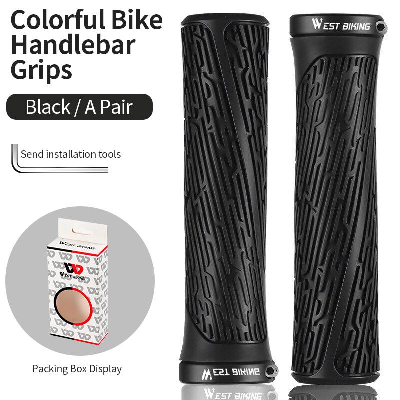 WEST BIKING Colorful Grips Rubber Non-slip MTB Bike Handlebar Grip Aluminum Alloy Bicycle Accessories Cycling Handle Bar Grips