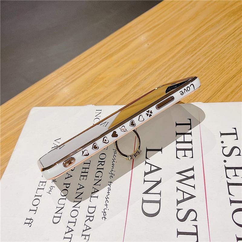 Противоударный чехол для телефона с силиконовым кольцом-подставкой для iPhone 14 13 12 11 Pro Max X XS XR Mini 7 8 Plus, чехол-бампер с милым сердечком