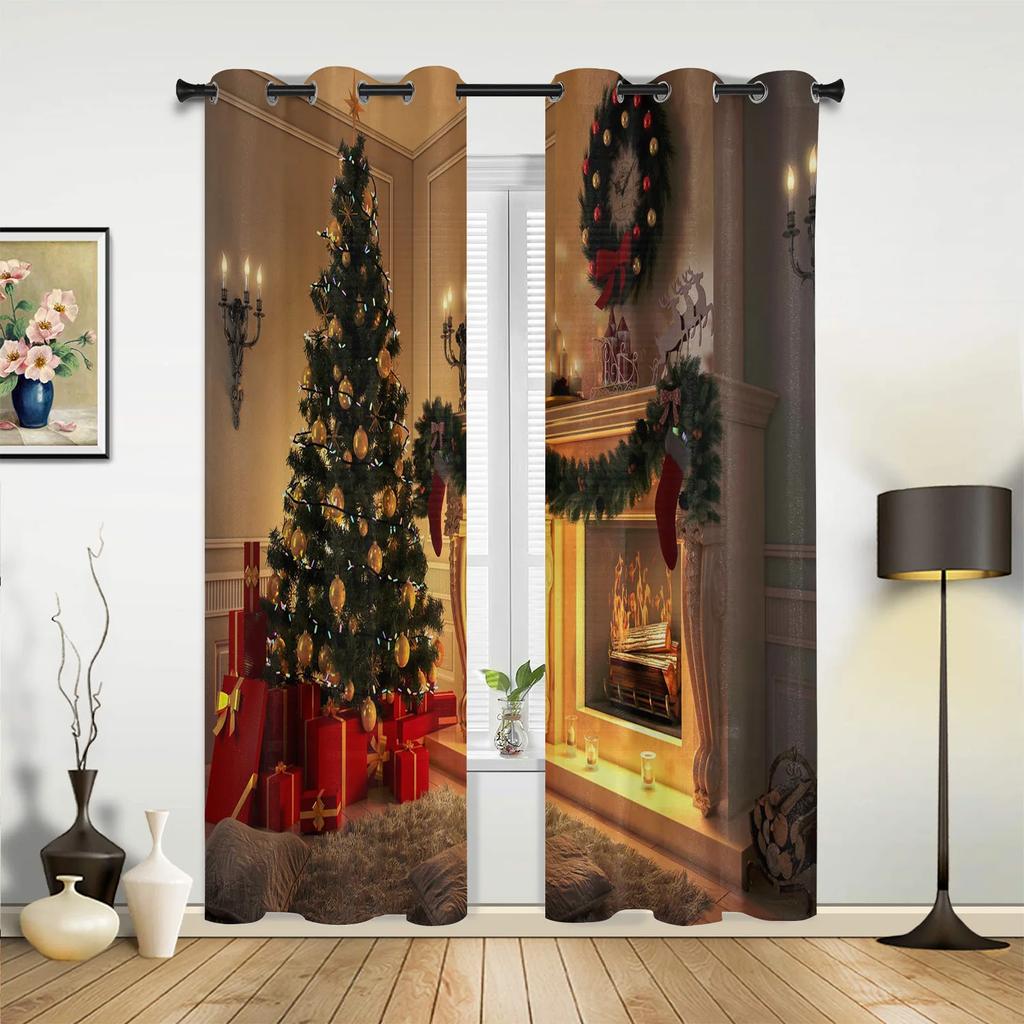 Christmas Snowflakes Window Curtains Decor for Home Bedroom Kitchen Living Room Christmas Ornament Xmas Gifts Navidad Natal