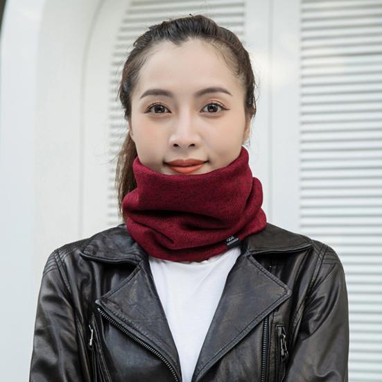 Men Scarf Winter Plush Lining Solid Color Scarf Solid Color Letter Logo Thickened Velvet Warm Knitting Neck Gaiter