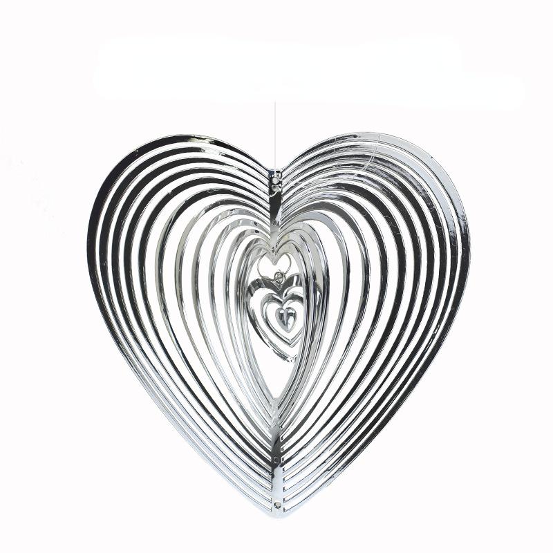 1pc Romantic Heart-Shaped Wind Turning Crafts, Metal 3d Rotating Wind Chimes, Love Gifts Add Poetry To Life
