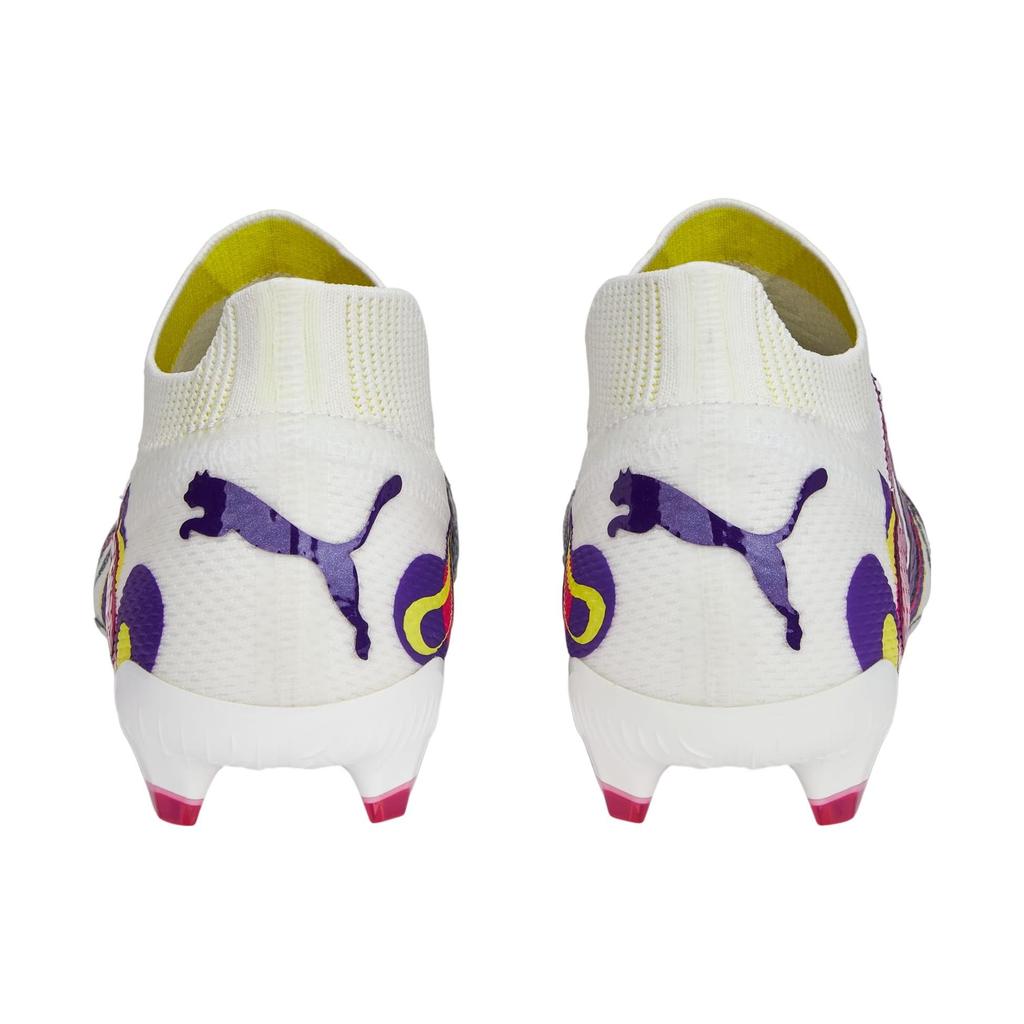 Puma Future Ultimate Create Round Toe Lace-Up Soccer Shoes Unisex Soccer Shoes White Purple Yellow 107323-01