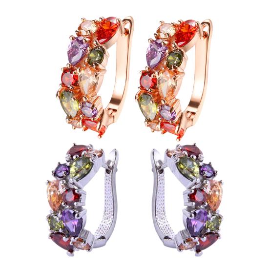 1 пара женских модных серег с цветным цирконием, аксессуар-обруч