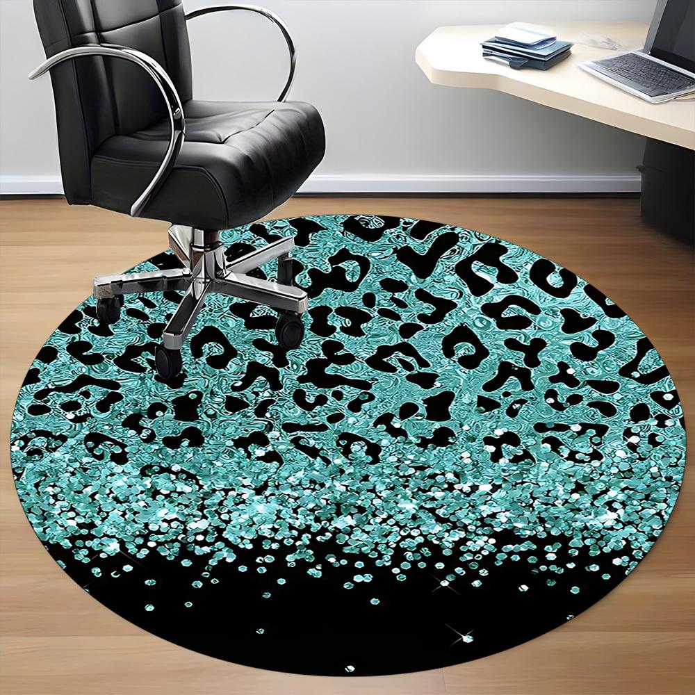 1pc Leopard Print Chair Carpet for Office, Non-slip, Soft and Durable Office Rug for Decoration, Perfect for Office yy260105074