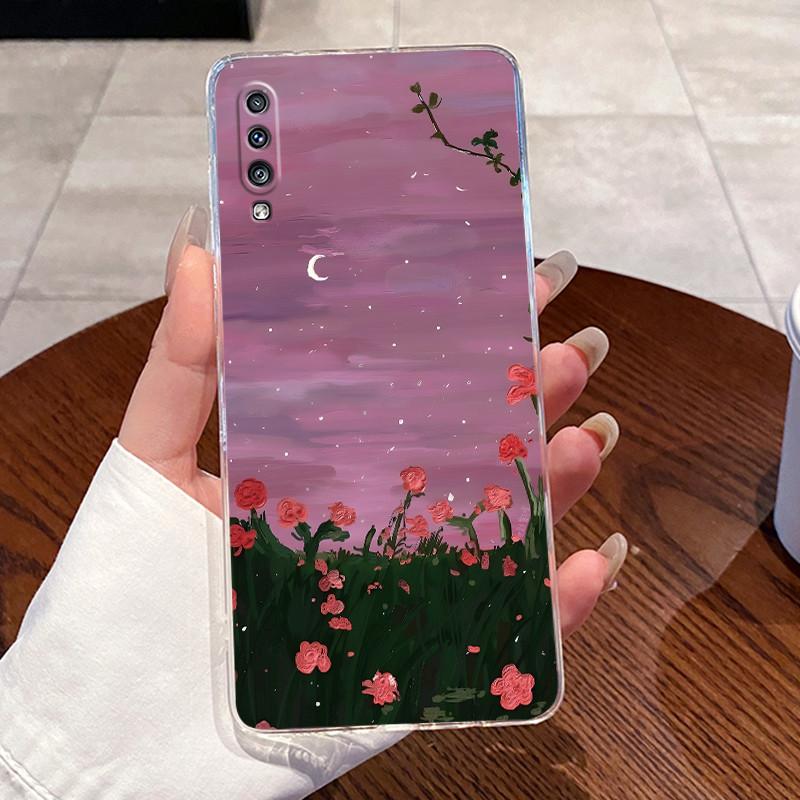 Casing For Samsung A70 Case A705F Aesthetic Fashion Cute Cat Astronaut Transparent Back Cover For Samsung Galaxy A70 Phone Case