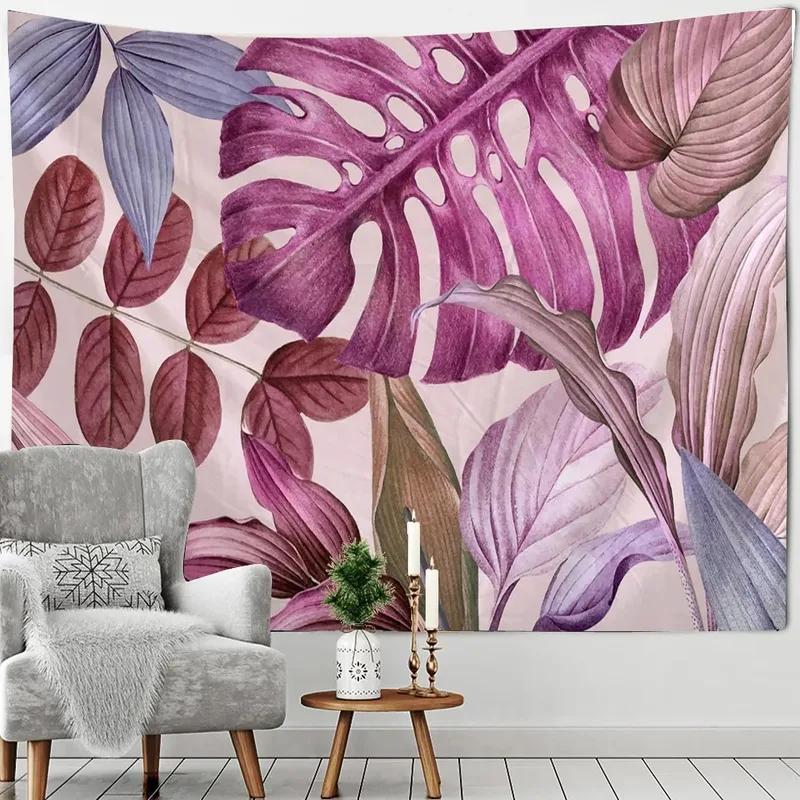 Главная Настенное украшение Гобелен Растительные листья Фон Подвесная ткань Офис Гостиная Гобелен