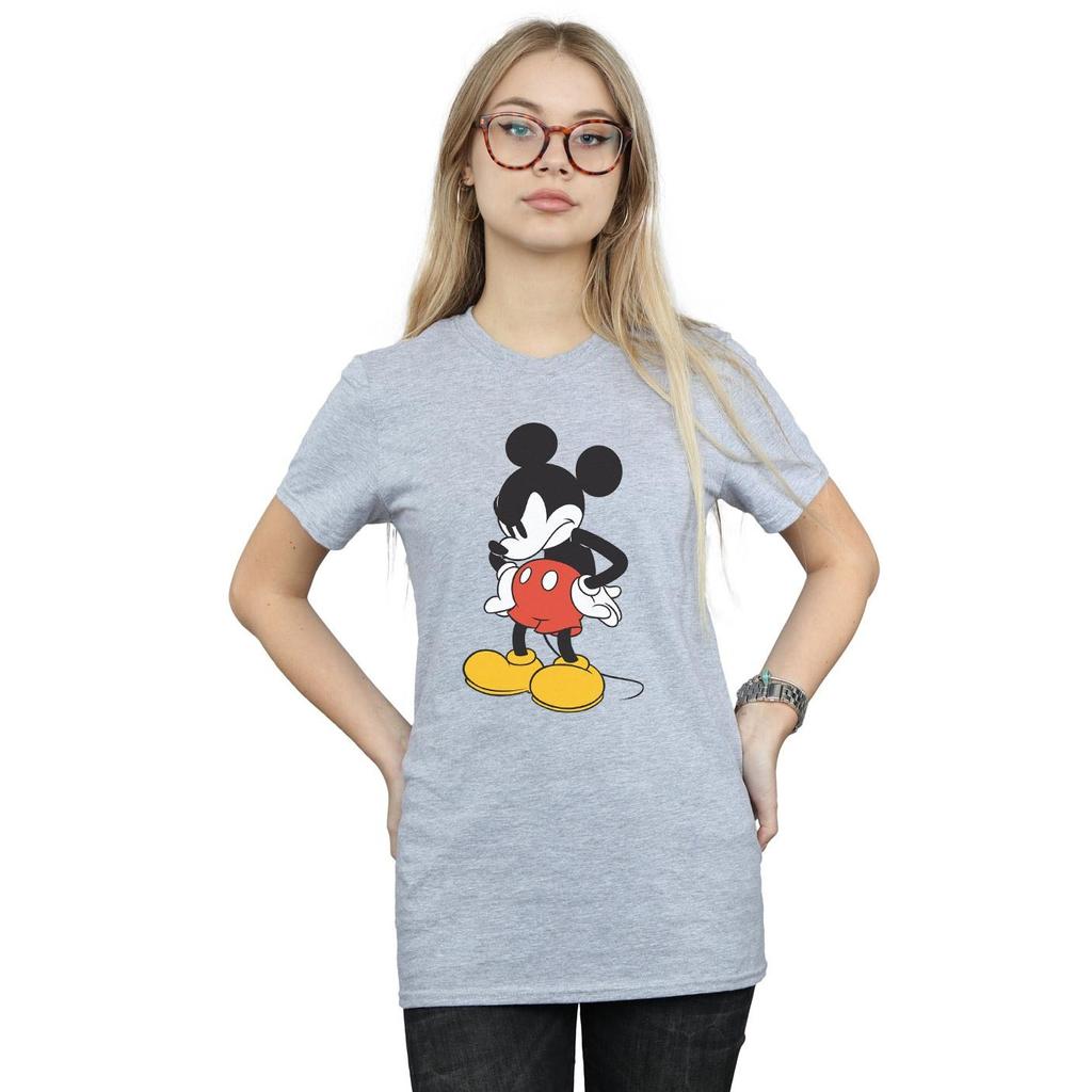 Disney Womens/Ladies Mickey Mouse Angry Look Down Cotton Boyfriend T-Shirt