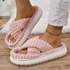 8 Colors Big Size Women's Thick Bottom Cotton Slippers,Simple Casual Comfortable Home Slippers,Solid Color Slippers