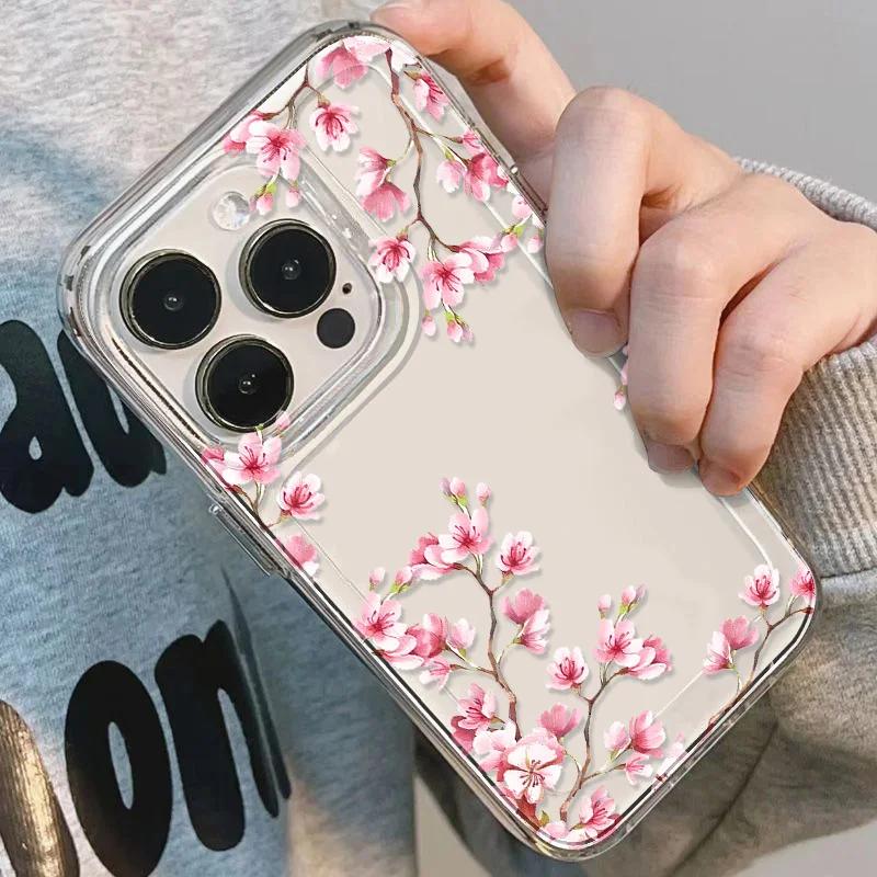 Прозрачный чехол для телефона с рисунком «Яркий цветок» для iPhone 16 15 Pro Max 11 12 13 Mini 14 Pro XS MAX XR 7 8 Plus Ударопрочный чехол