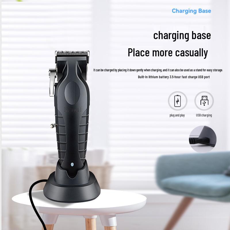 Kemei KM-2296 Электрическая машинка для стрижки волос с базой, USB, гравировка масляной головы, профессиональный парикмахерский триммер