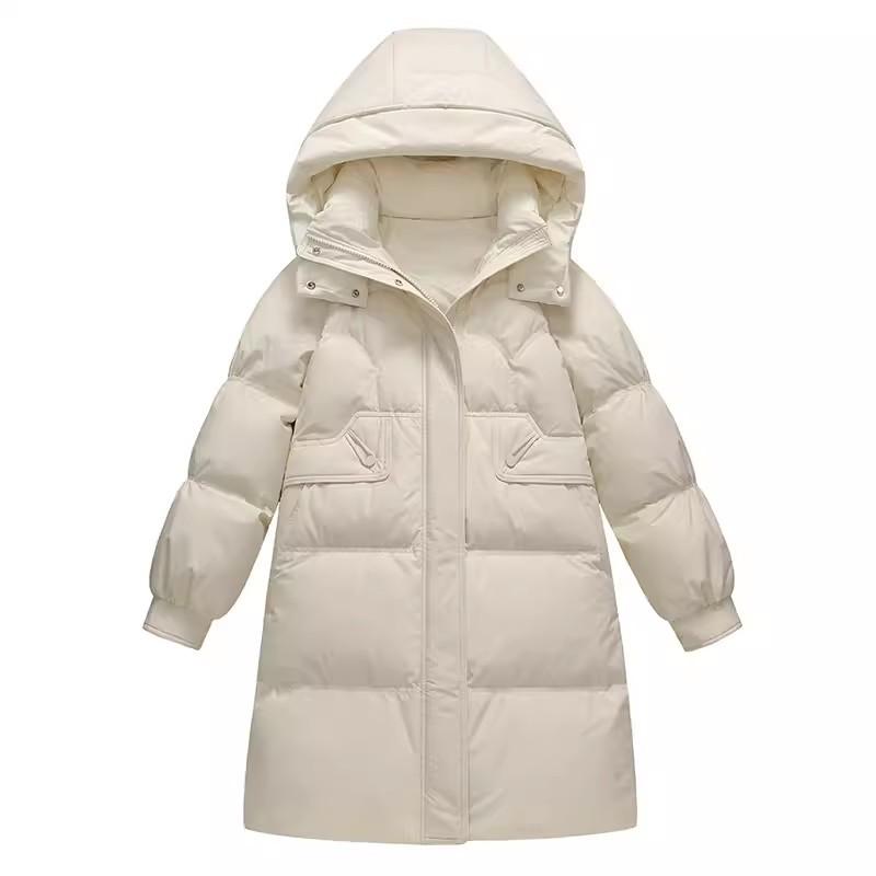 Long Down Jacket Women's Coat 2025 Winter New Fashion Hooded Loose Thickened White Duck Down Knee Coat Tide