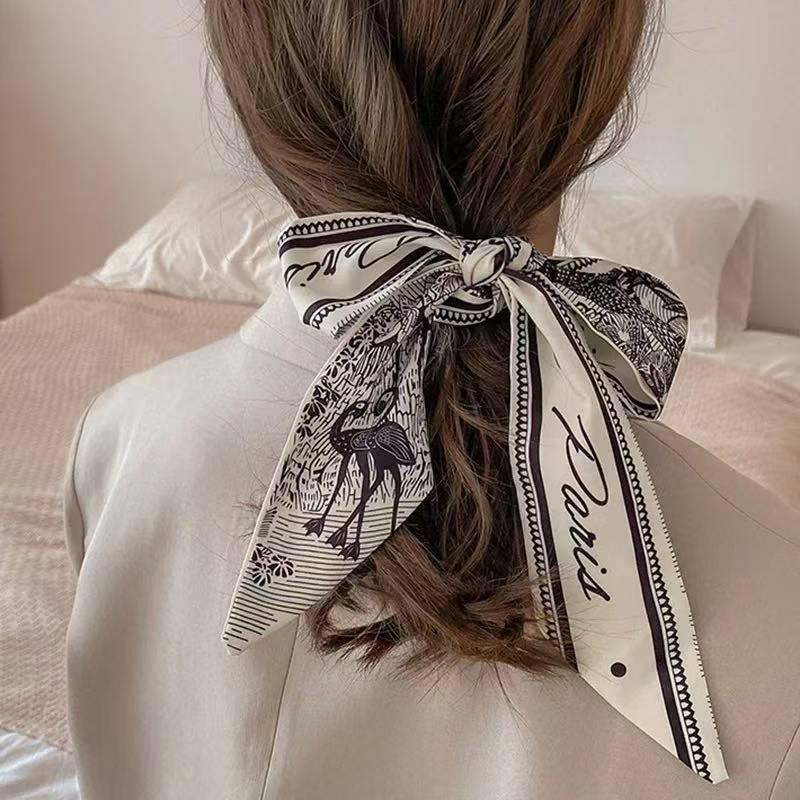 Classic French Silk Scarf: Retro Headband & Hair Ribbon for Women