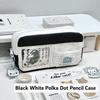 Black White Pen Bag Polka Dot Pencil Pouch Korean Pen Storage Organizer  Gift