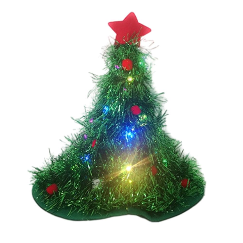 Luminous Christmas Tree Hat with Star for Christmas Party Fancy Dress Props for Kids Adult Xmas