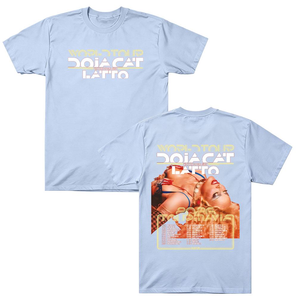 Doja Cat World Tour 2026 Merch T-Shirt Men Women Print Cotton Tee with Latto Guest Concert Tour Graphic Casual Tops