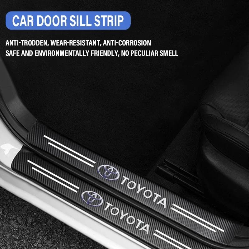 Защитные накладки на пороги из углеродного волокна Наклейки на порог Для Toyota Corolla Yaris Rav4 Camry Avensis Auris C-hr Prius Vios AYGO