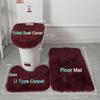 3 Pcs/set of Solid Color Bathroom Mat Set Fluffy Bristles Bath Blanket Modern Toilet Cover Blanket Set Rectangle