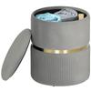 Round Storage Stool, Velvet-Covered Stool with Removable Lid, Padded Seat and Hidden Storage, Light Grey