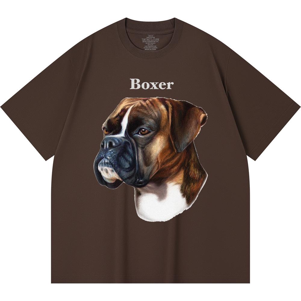 Футболка из 100% хлопка плотностью 230 г/м2, боксеры с принтом, забавная футболка из чесаного хлопка в стиле Харадзюку