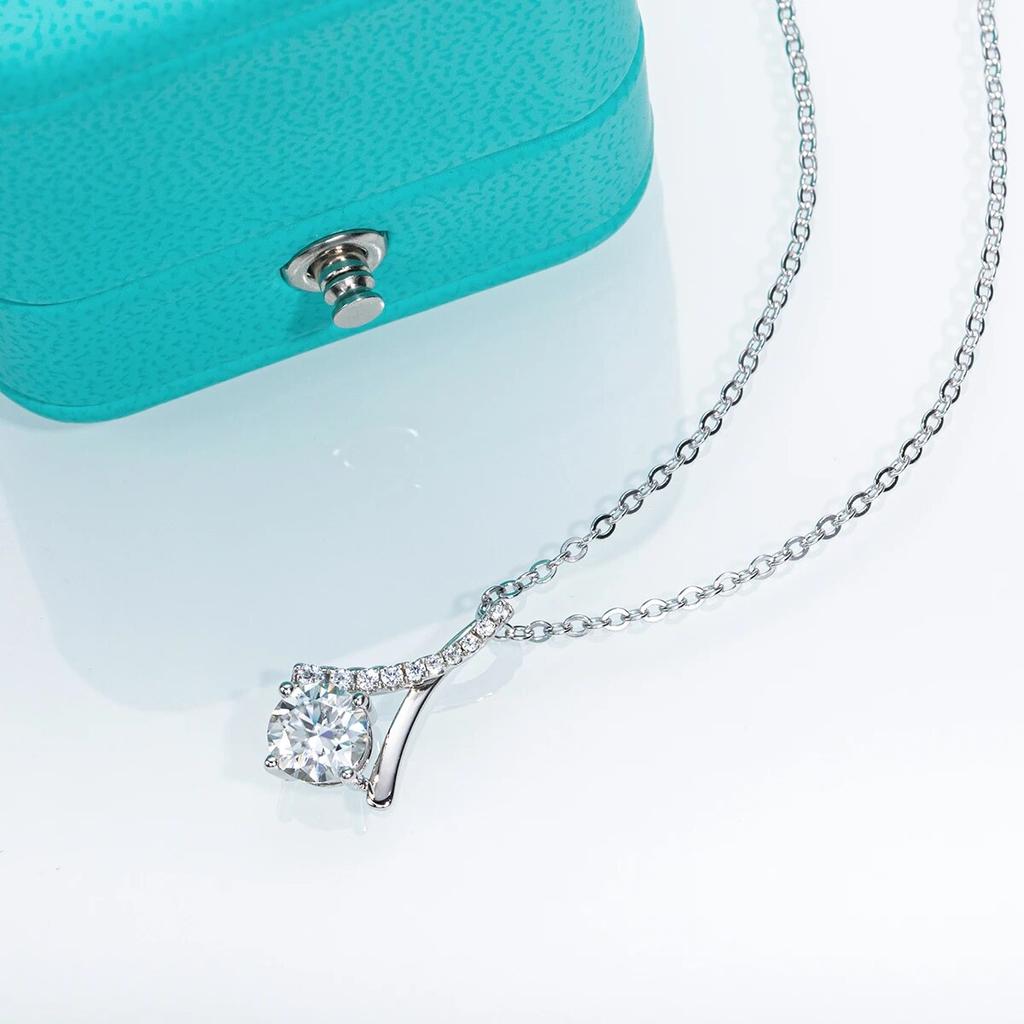 1 карат D Цвет Муассанит Алмазное Ожерелье С Каплевидной Подвеской Стерлингового Серебра 925 пробы 40 + 2 + 3 см Ожерелье Изысканные Ювелирные Изделия