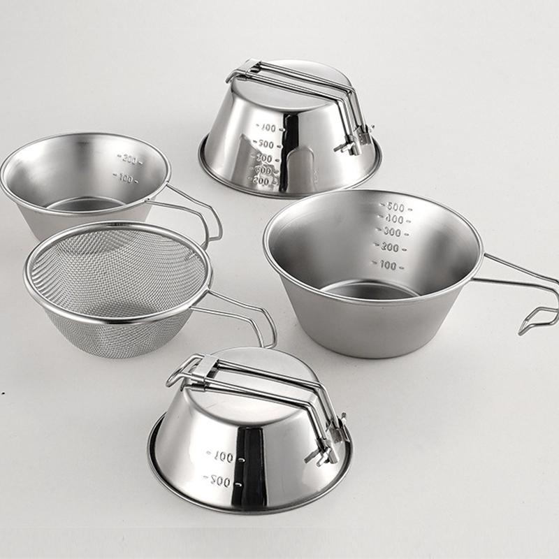 Складная снежная чаша из нержавеющей стали 304 для пикников, барбекю, портативного кемпинга, подвесная складная чаша для кемпинга на открытом воздухе