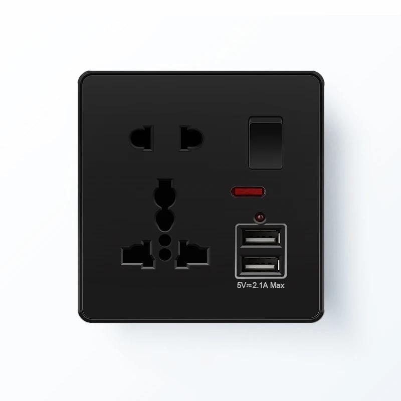 Depoguye Black Wall Power Button,International General Push Button Light Switch, Villa Hotel On Off Switch 220V 86mm*86mm